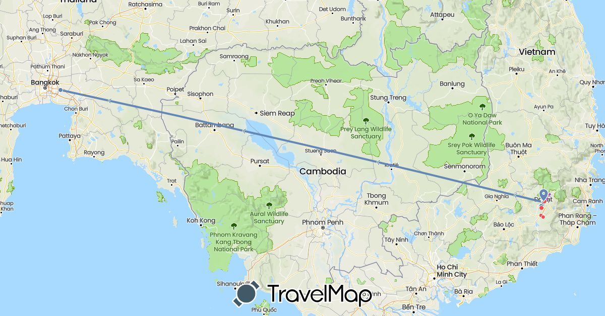 TravelMap itinerary: cycling, hiking, electric vehicle in Vietnam (Asia)